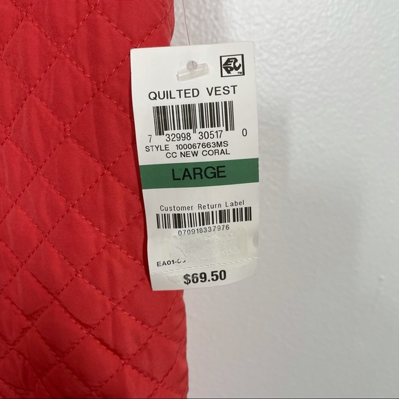 Charter Club Quilted Vest New Coral Size Large - Picture 3 of 7